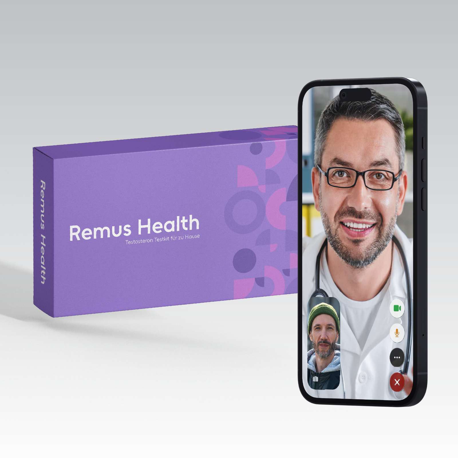 Remus Health Testosteron Testkit kombiniert mit ärztlicher Online-Beratung per Video – einfache Diagnose und Behandlung von zuhause.